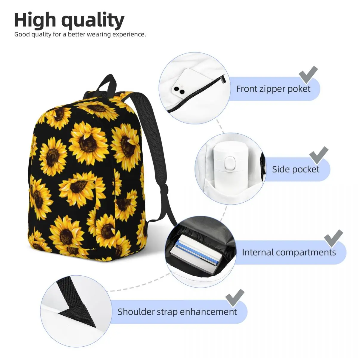 Mochila Floral de girasol para preescolar, estudiante de escuela primaria, mochila de margaritas para niño y niña, Mochila deportiva para niños