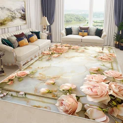 Nordic Light Luxury Living Room Carpet Large Size Pastoral Flower Home Bedroom Rugs Washable Lounge Rug Hotel Lobby Floor Mats