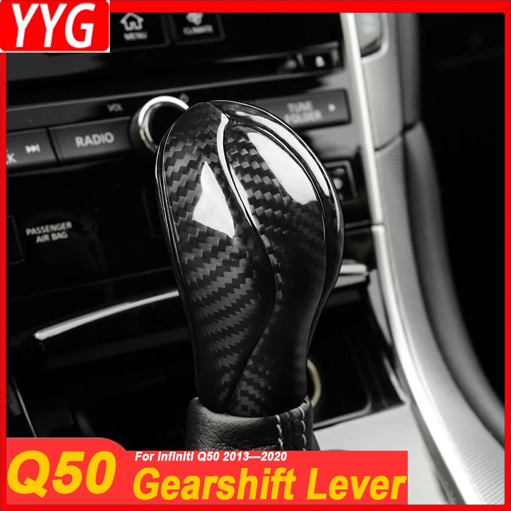 

For Infiniti Q50 2013 2014 2015 2016 2017 Real Carbon Fiber Gear Shift Knob Panel Cover Trim Car Interior Decoration Accessories