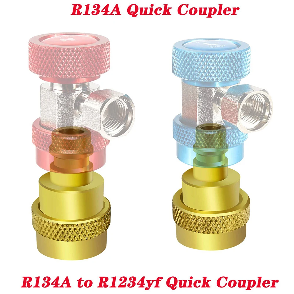 2Pcs/set A/C R134a to R1234yf Quick Adapter Adjustable High Low Voltage Connector for Air Conditioner R1234yf Refrigerant System