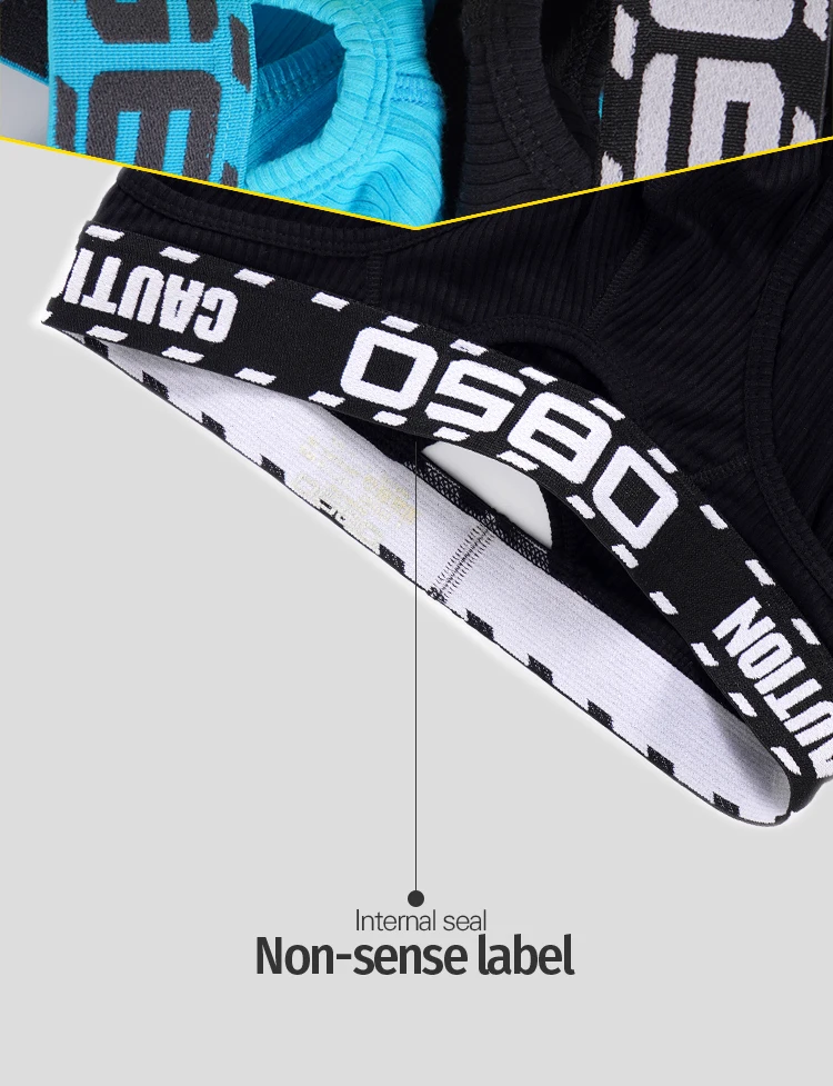 Calzoncillos de algodón para hombre, sexy, con diseño hueco, cintura baja, cinturilla con estampado de advertencia, transpirables, con bolsa 3D acanalada, bragas de verano