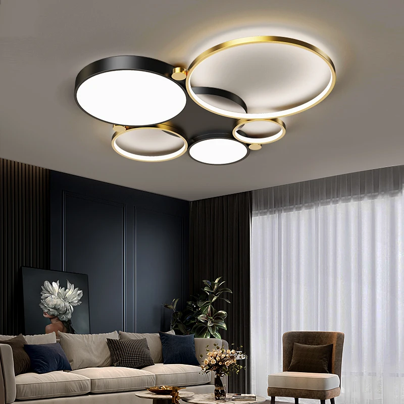 

Luxury Led Ceiling Chandelier Simple Circle for Living Room Bedroom Kitchen Light Home Decoration Lamp Indoor Lighting AC90-260v