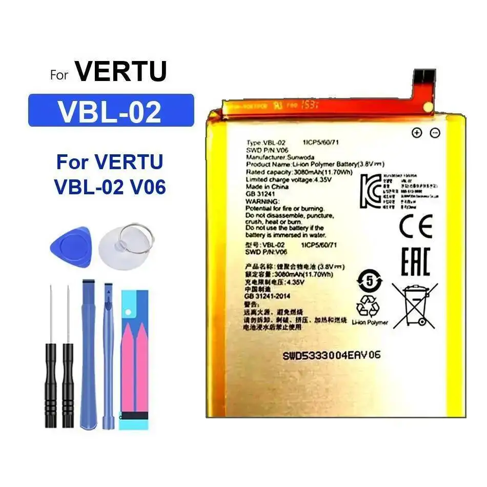 

Environmentally Friendly Mobile Phone Battery For Vertu V06 High Performance Vbl-02 3080Mah