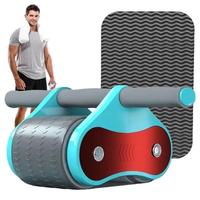 Ab Roller Workout Equipment Double Wheel Abdomen Roller Exercise Equipment Fitness Machine With Detachable Handle & Knee Pad For