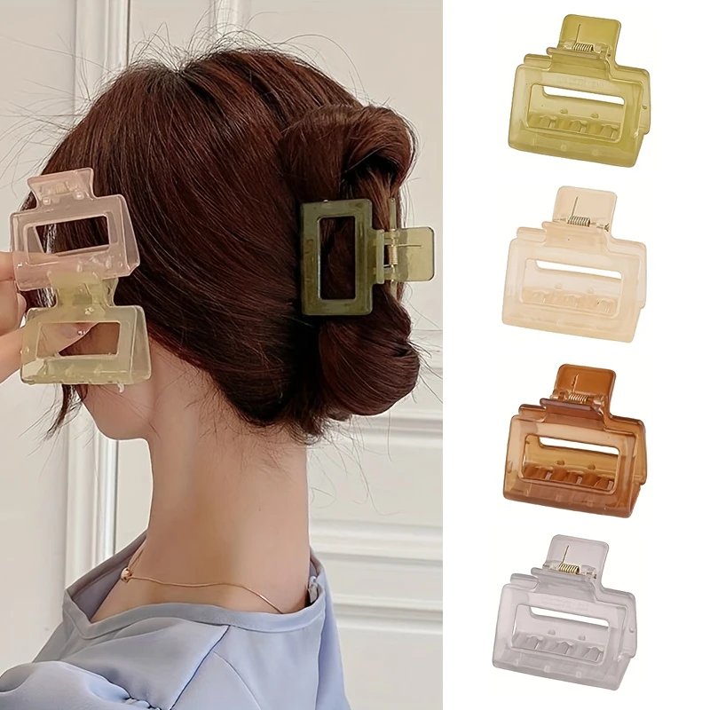 4pcs Set Hot Selling Plastic Hair Claw Small Size Transparent Color Square Hair Clip Shark Clips Girls Women Hair Accessories