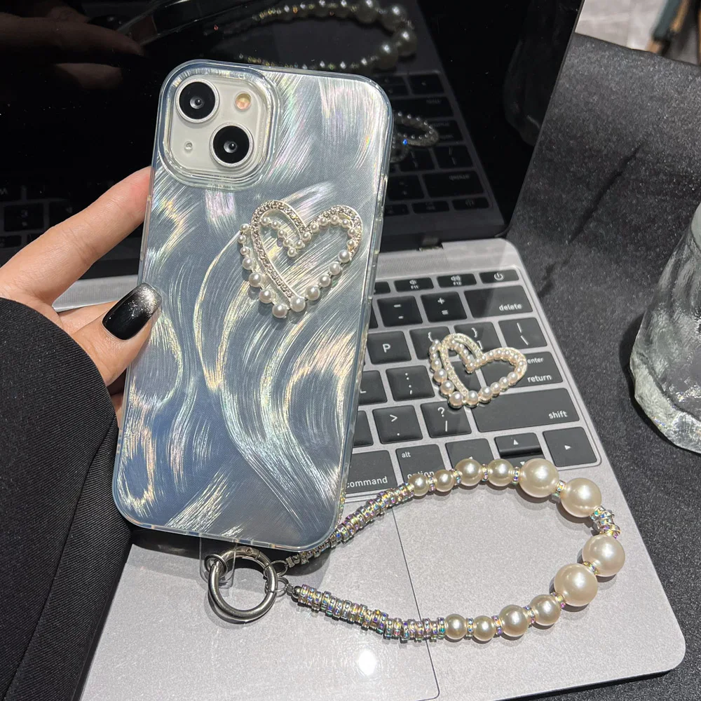 Luxury Aurora Siliver Laser Feather Yarn Phone Case For iPhone 15 ProMax Funda iPhone 16 14 13 12 11 Pro Max 16 15 14 Plus Cover