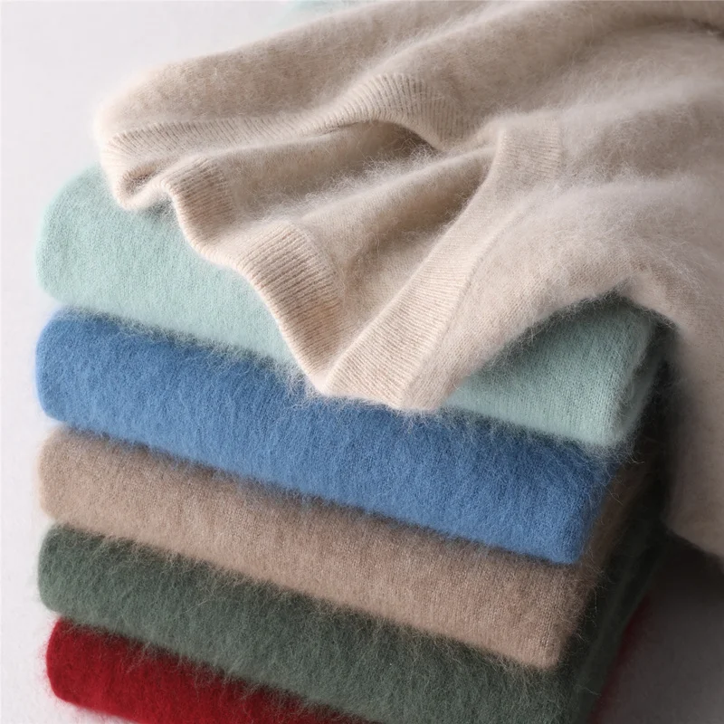 Suéter de Camere Masculino com Gola Redonda Tricotado Espo de Inverno Solto Tamanho ande Camada Base Suéter de Mink Tr...
