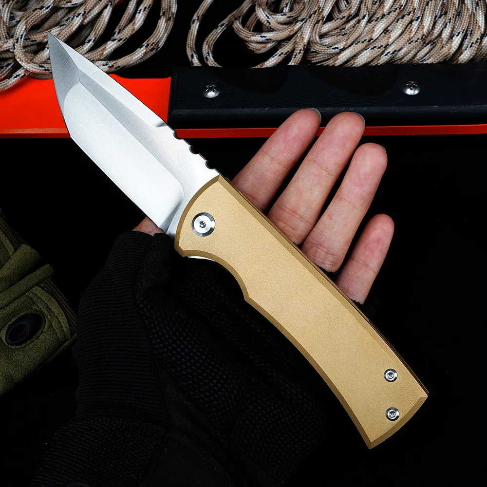 8'' Chavez 229 Folding Pocket Knife M390 Steel Brass Handle Portable Carrying Hunting Knives Outdoor Camping Survival Knife Tool