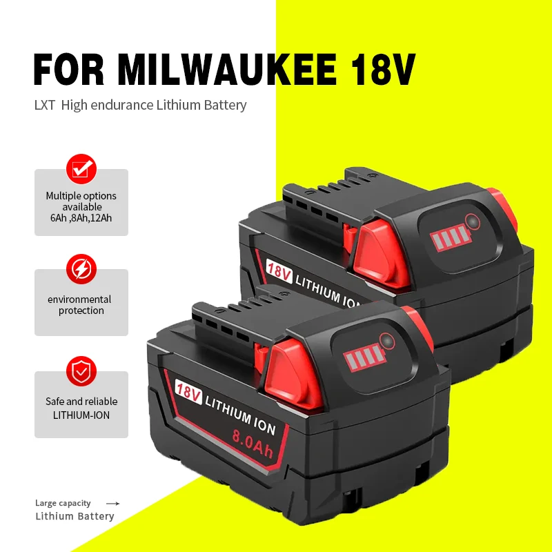 NEW 18V For Milwaukee M18 Batteries 21700 M18B6 18V 8Ah Rechargeable Li-ion Battery 48-11-1860/Charger  rechargeable battery