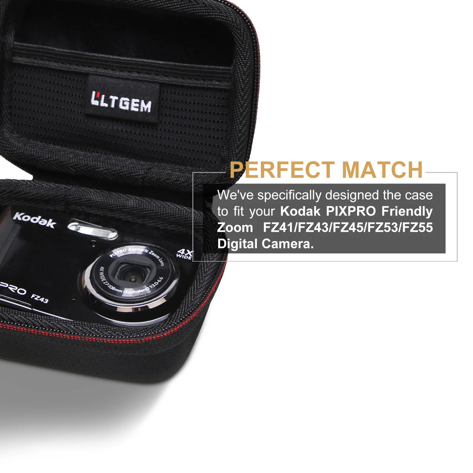 LTGEM EVA Hard Case for Kodak PIXPRO Friendly Zoom FZ43 16 MP Digital Camera - Travel Protective Carrying Storage Bag