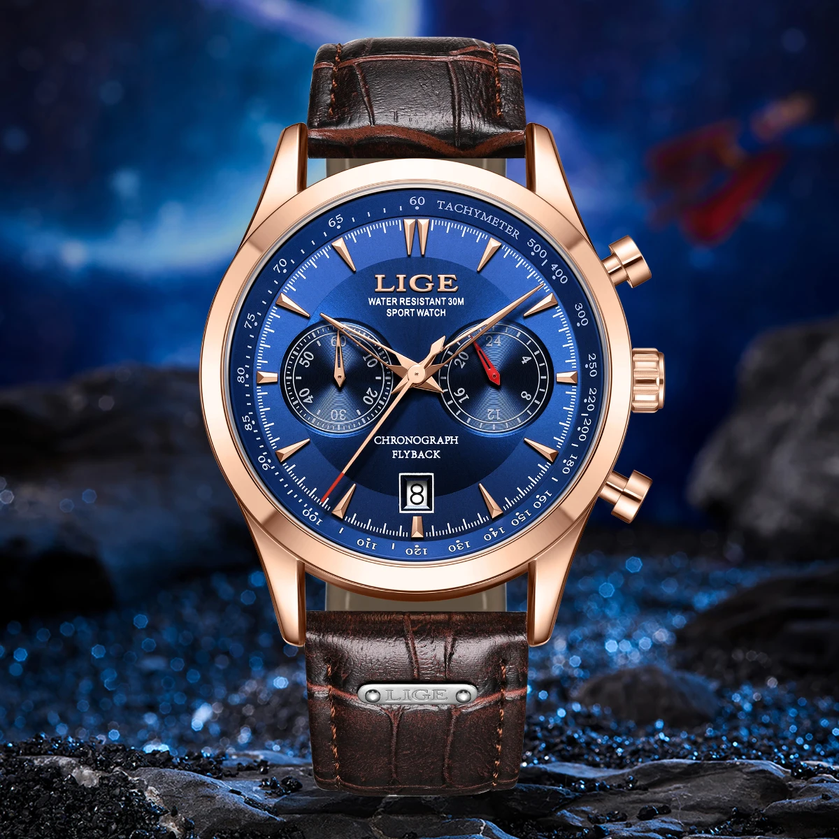 LIGE-Montre de luxe en or pour femme, marque supérieure, mode classique, étanche, sport, quartz, + boîte