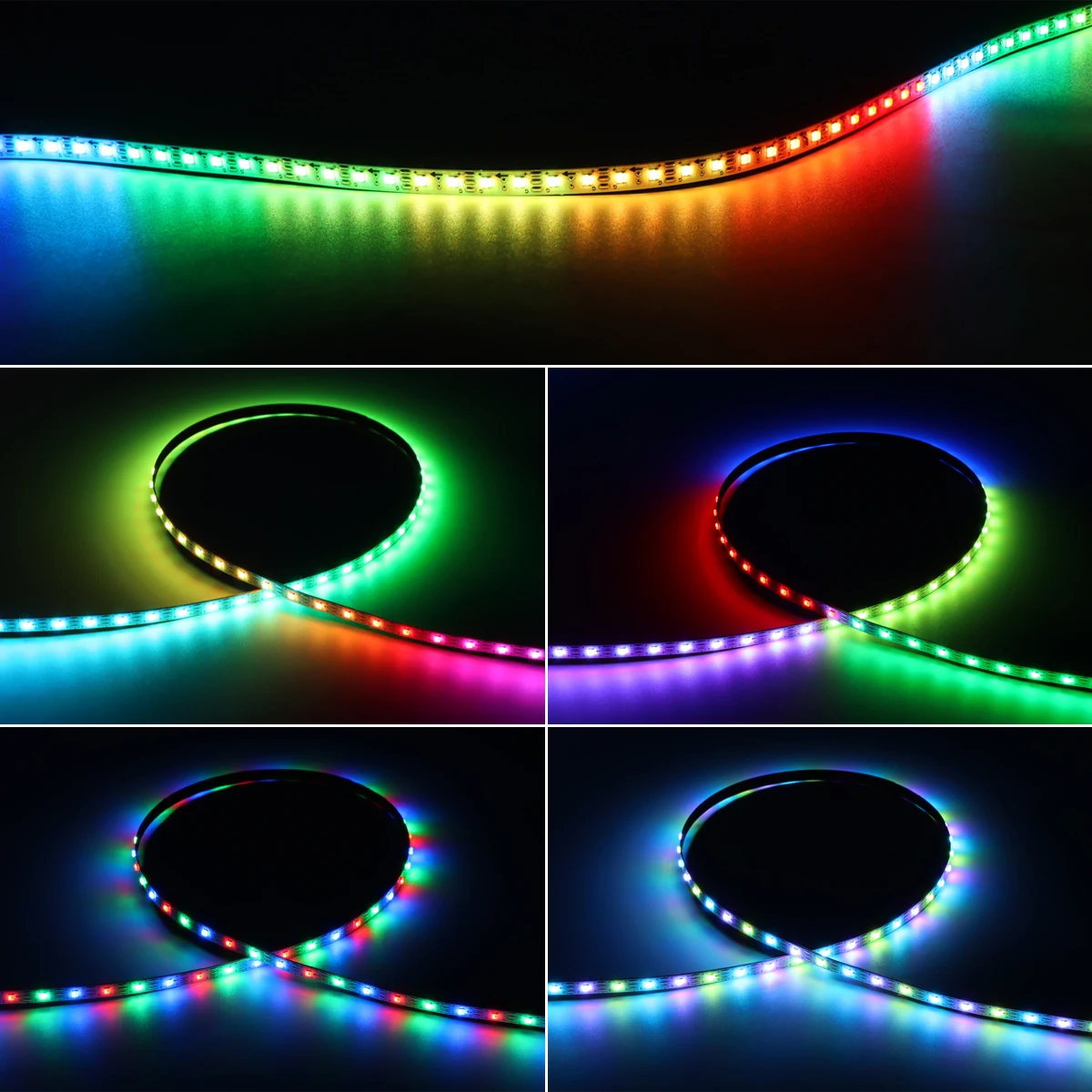 1m 2m 3m 4m 5m DC 5V WS2812B RGBIC Smart Pixels LED Strip Lights 2020SMD Adhesive Backing Diode Tape Lighting Lamp Room Decor