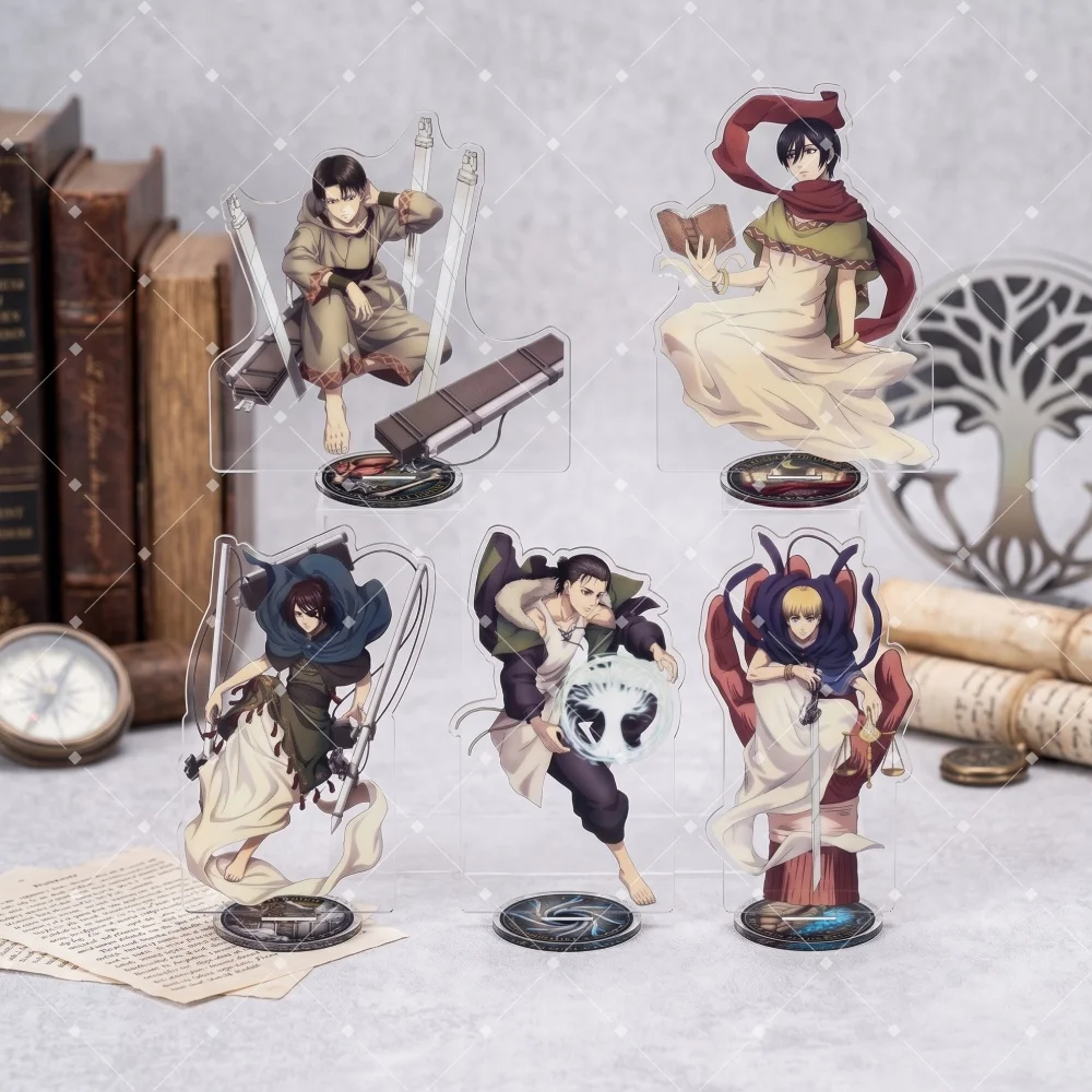 Anime Attack on Titan Figure Eren Levi Mikasa Armin Hange Acrylic Stand Model Plate Keychain Desktop Cosplay Fan Toy Gift 15cm