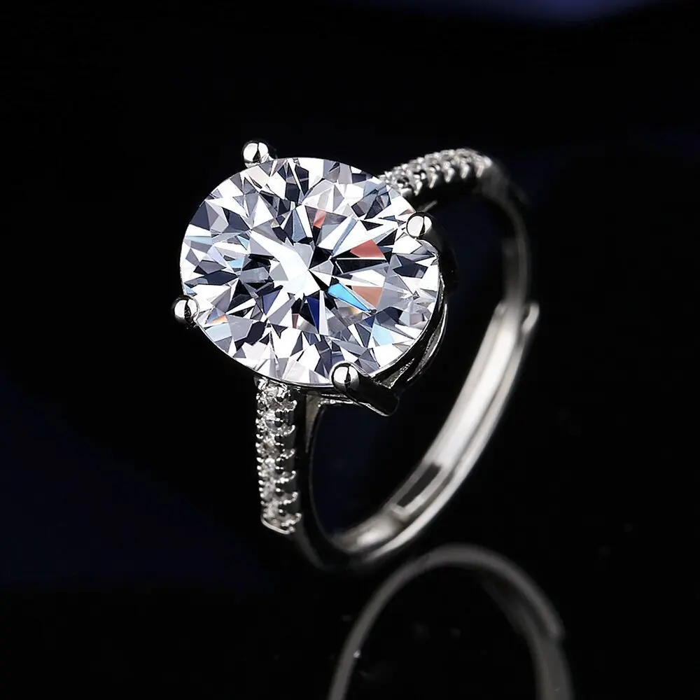 

Fashionable commuting sapphire five-carat silver-plated ring for women - engagement ring with open finger setting - MJZ-116