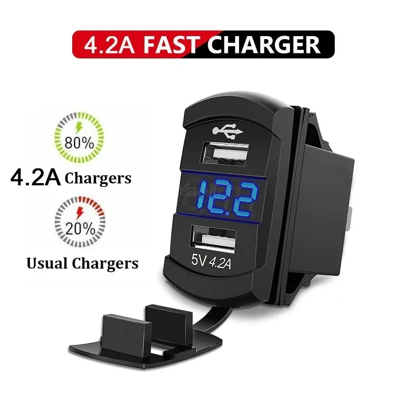 12 فولت/24 فولت سيارة لوحة التبديل 4.2A شاحن يو اس بي تشغيل/إيقاف الدائرة الروك سيارة Rv البحرية LED لوحة مفتاح متأرجح قافلة تخييم الملحقات