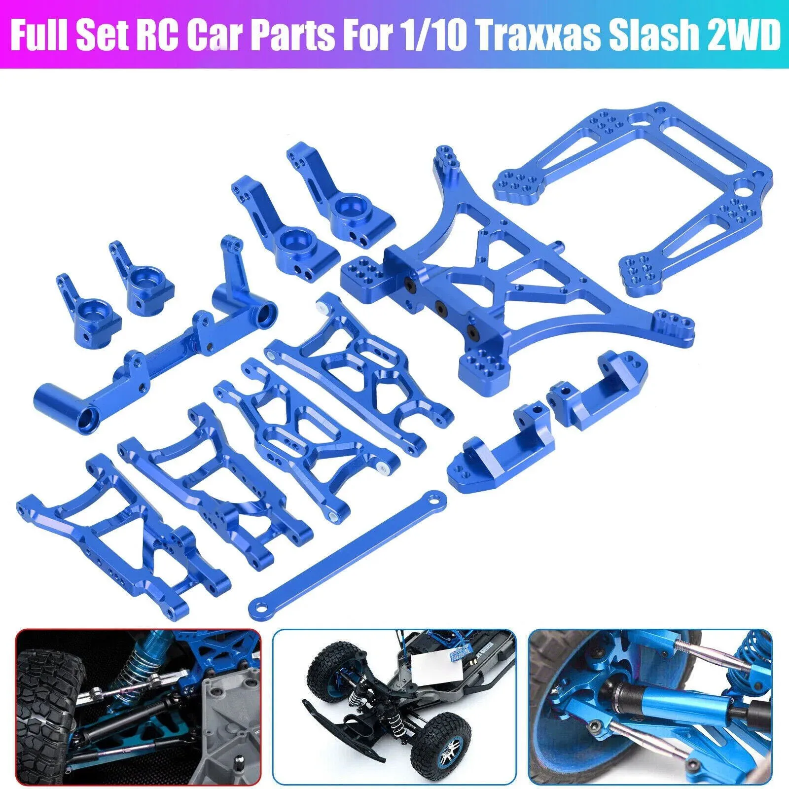 مجموعة كاملة من المعدن لـ SLASH ترقية طقم قطع غيار الهيكل لـ Traxxas Slash 2WD/Stampede/Rustler 1/10 RC تركيبات استبدال شاحنة السيارة #2
