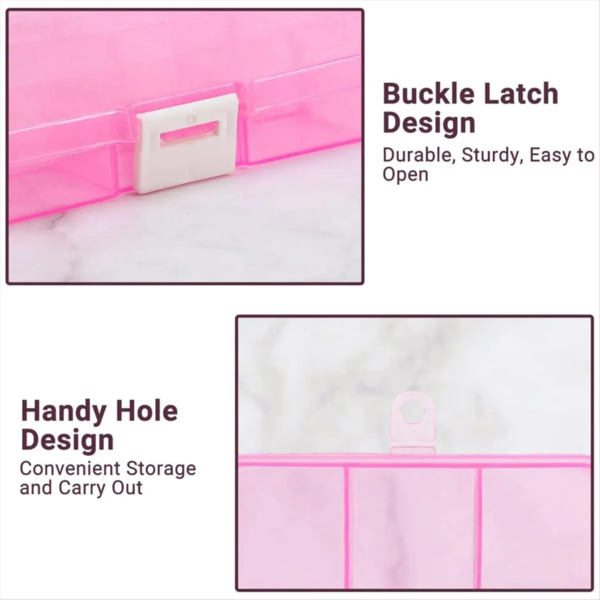 A56K Small Compartment Organizer Case, 4PCS 15-Grid Adjustable Plastic Box with Dividers, Empty Storage Container