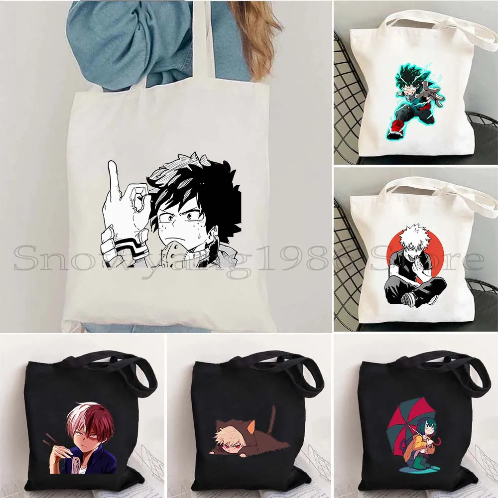 Manga Deku My Hero Academia Todoroki Tsuyu Himiko Bakugo Genius Himiko Women Canvas Shoulder Tote Bag Harajuku Shopper Handbag