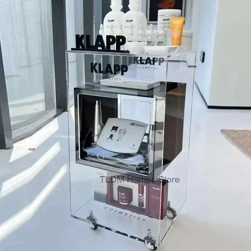 

Organizer Acrylic Trolley Beauty Salon Tool Trolley Storage Rack Auxiliary Cart Cosmetics Shelf Floor Wheels Multi-Layer