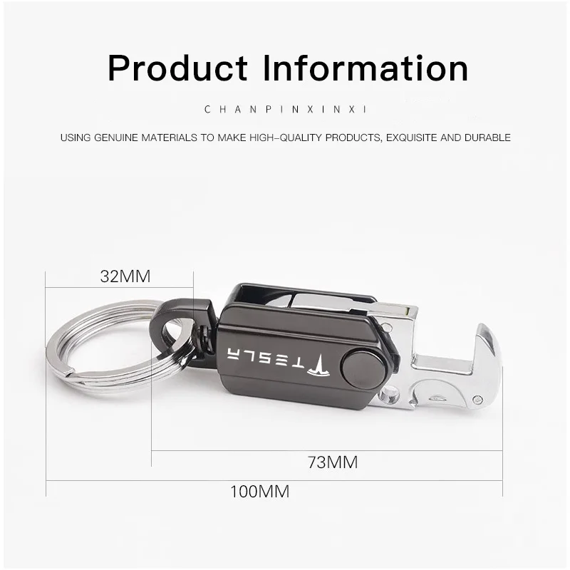 متعددة الوظائف سيارة مفتاح سلسلة حلقة الفولاذ الدوران كيرينغ ل تسلا Model-Y Model-3 Model-X Model-S Cybertruck Roadster SpaceX #6