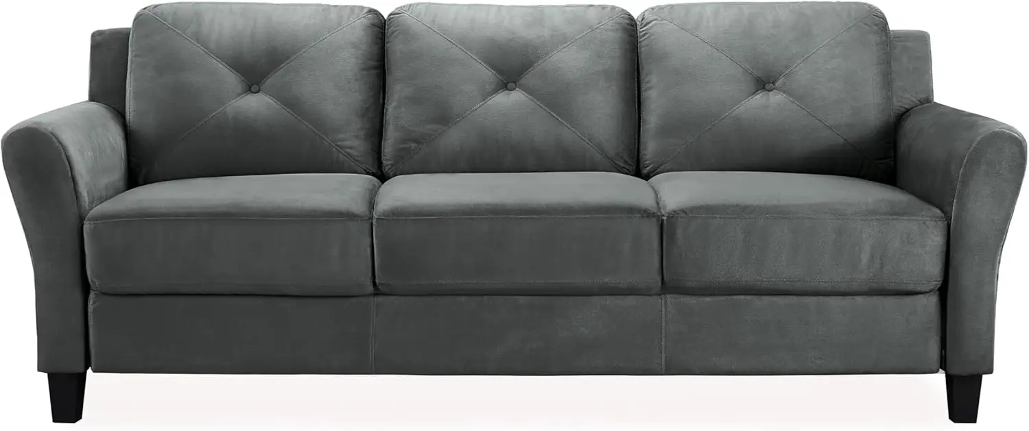 Sofa in Grey Dark Grey Upholstered in Premium Easy To Care for Fabric Chic and Minimalist A Thick Plush Cushion