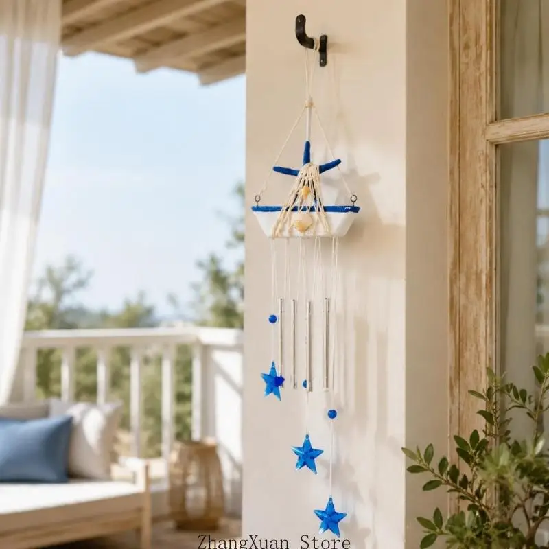 Segelboot-Windspiele mit Sternanhänger für Hängedekorationen auf Balkonen oder Fensterbänken, 3 x – Detail 5