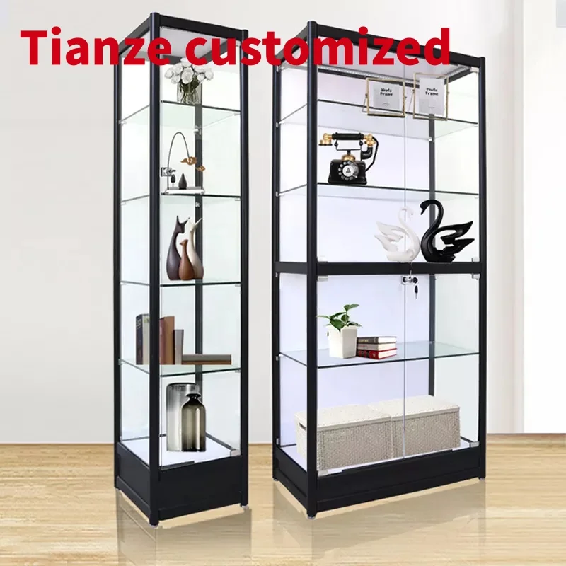 

(customized)Cheap Price FullAluminum Frame Glass Vitrine Wall Display Showcase Cabinet with Led Light Retail Store