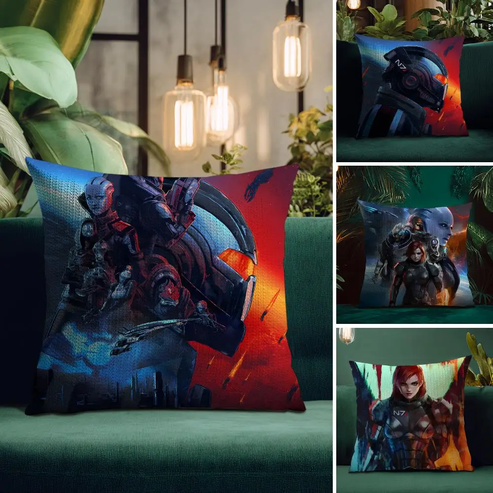 Game M-Mass Effect Legendary Edition Cushion Cover Organic Linen Square Pillow Case Durable Non-Allergenic And Kind To Skin