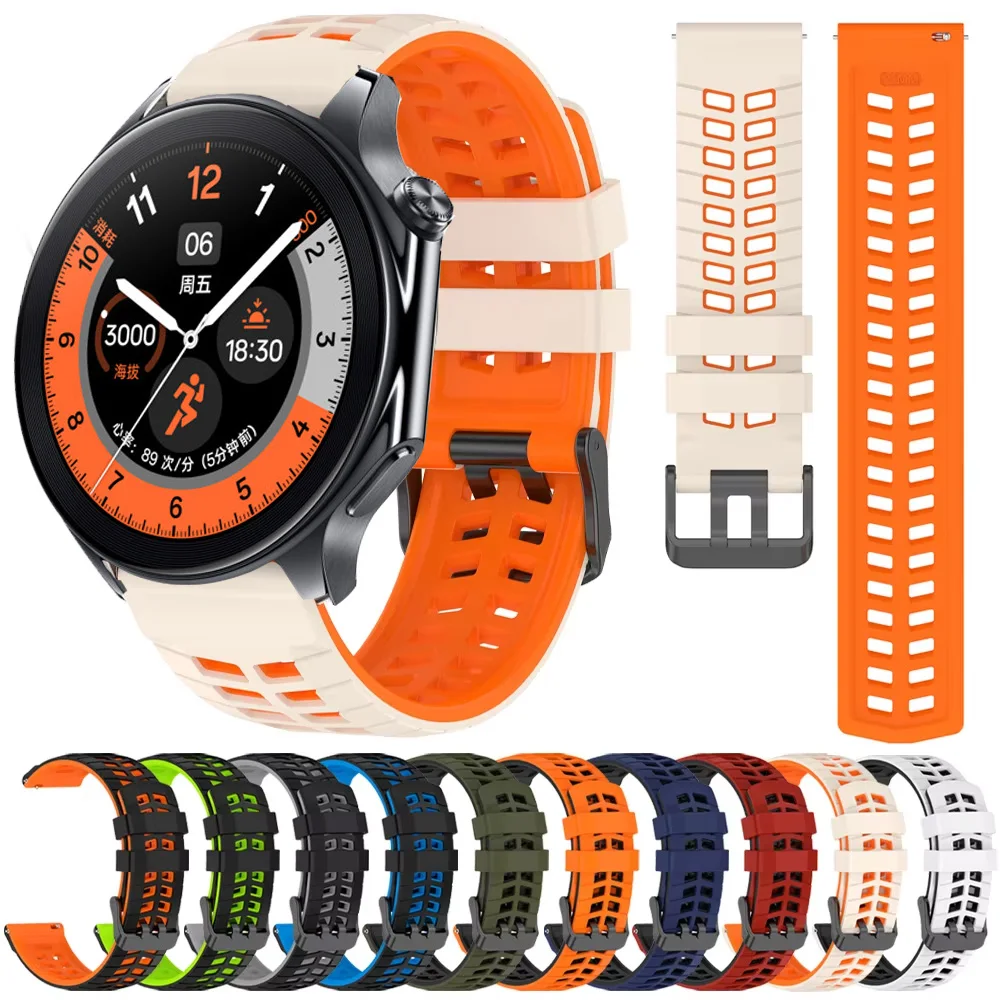 Bracelet respirant pour Oppo Watch X X2 X3 4Pro, Bracelet de Sport en Silicone de 22mm pour Oneplus Watch 4 3 2 2R 46mm/Oneplus Lite