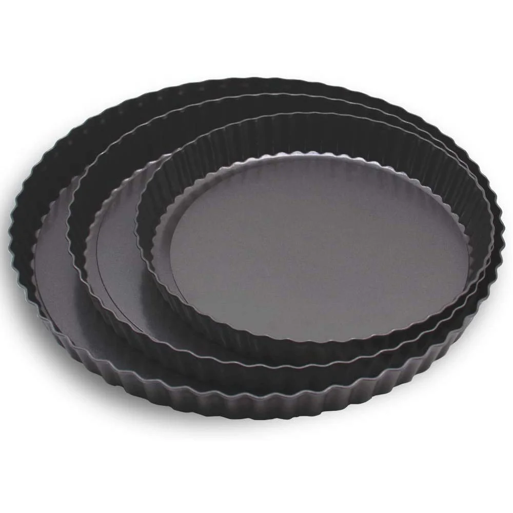 Pie Tin Non-Stick Pie Dish Round Quiche Tart Pan Pizza Plate with Removable Loose Bottom Bakeware(14/20/24cm)