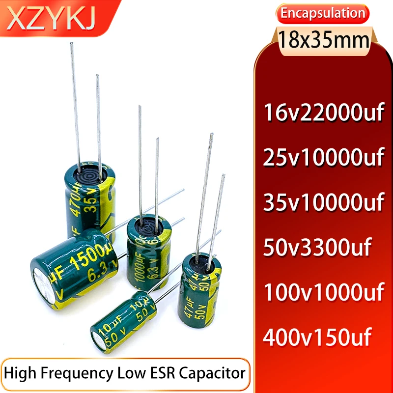 2PCS 18x35 16v22000uf 25v10000uf 35v10000uf 50v3300uf 100v1000uf 400v150uf capacitor de alta frequência e baixa resistência