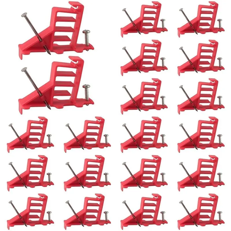 AB42-MCS-20W Multi Cable Staple Staps For NM For Securing Non-Metal, Coaxial& Data/CAT 5 Cables, 20 Pcs In Red Color