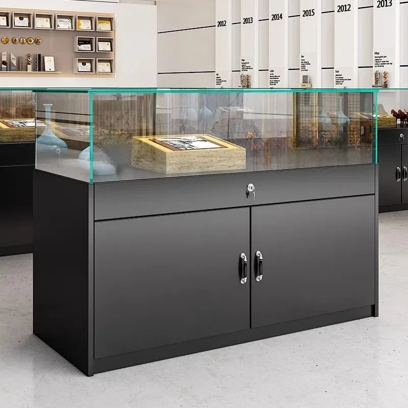A Paint Display Shop Fashion Glass Museum Cultural Relics Display Cabinet Product Sample Display Counter