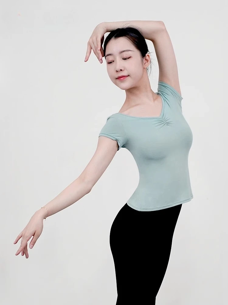 

Adult Ballet Dance Top Short Sleeve Body Suit for Modern Dance Practice and Art Exam