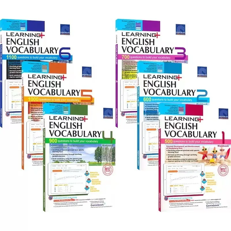 6 Books/Set of Singapore's Vocabulary of SAP Learning Vocabulary 1-6st Grade English Books For 8-12 Years Homework Educational