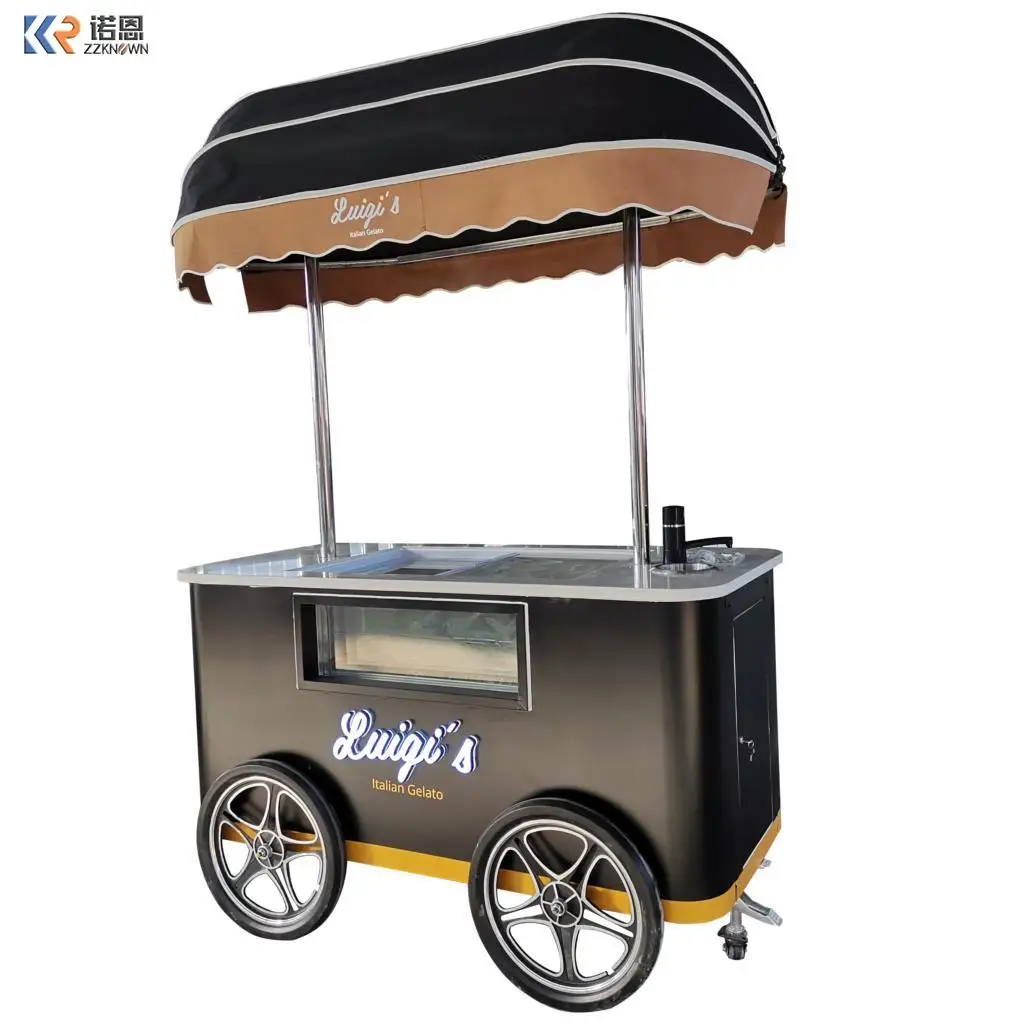 

Autumn Popular Street Application Gelato Cart Italian Ice Cream Showcase Factory