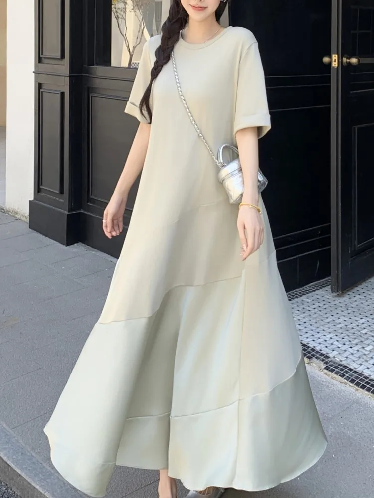 Abito estivo taglie forti T-shirt da donna elegante vintage chic lungo verde abito da donna abiti da donna abiti