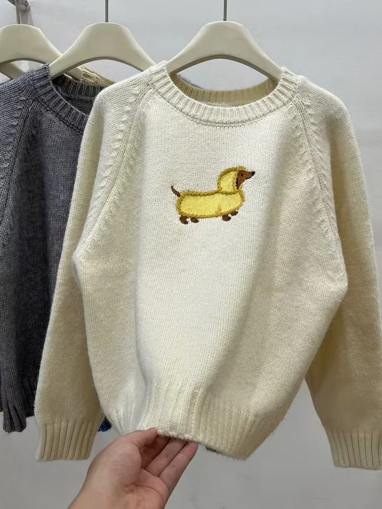 

Корейский вязаный топ oulder Sve с вышивкой, оригинальная этикетка, колбаса, повседневная одежда для собак, осень-зима, Новое поступление