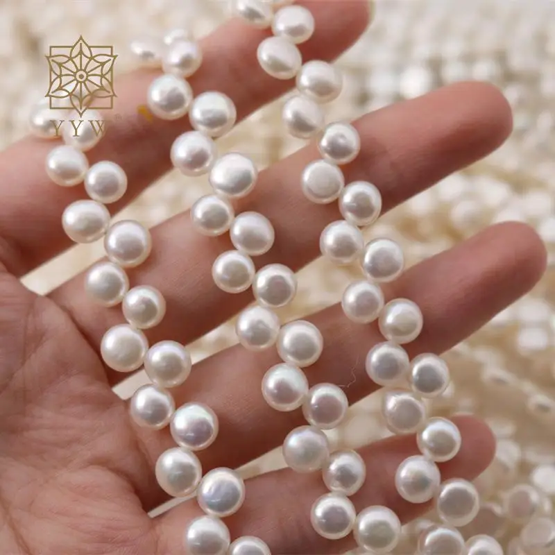 

1 Strand White 8-9mm Keshi Cultured Freshwater Pearl Beads Round Flat Shape Pearls 38cm For Jewelry Making Diy Necklace Bracelet