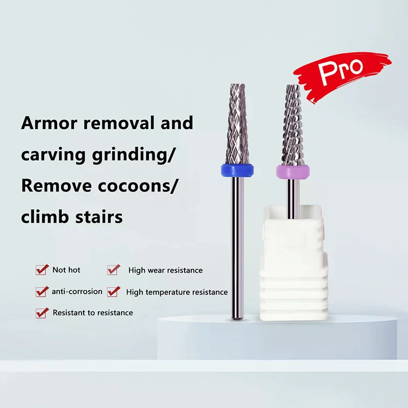 Foret à ongles en carbure d'acier au tungstène 3/32 ", fraise rotative de haute qualité, mèches de manucure, accessoires de perçage, outil pour ongles