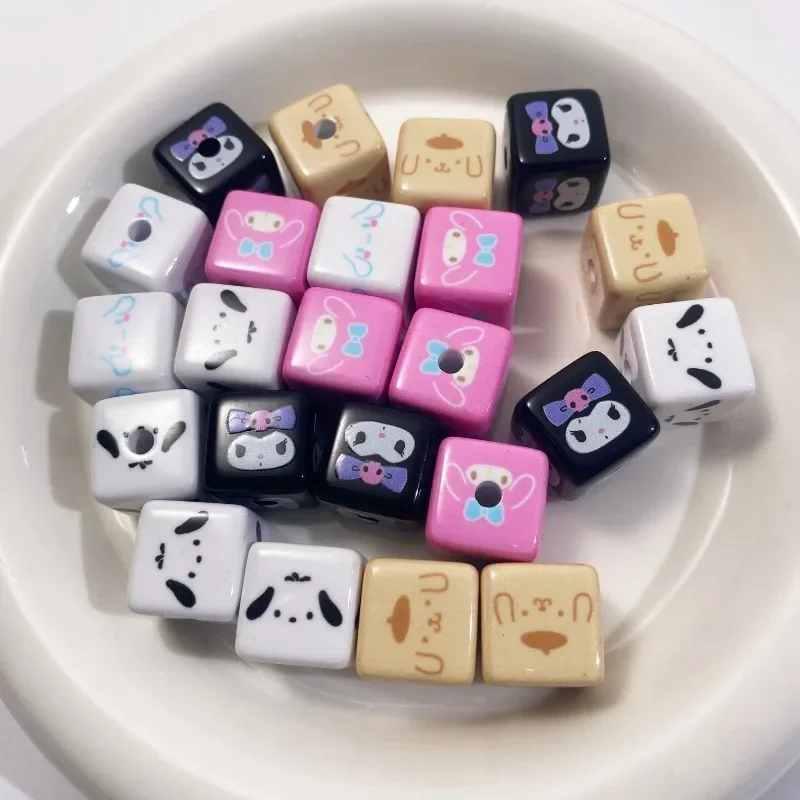 

5pcs Hello Kitty Beads Blocks for Jewelry 16mm Sanrio Cinnamoroll Kuromi Beads for Bracelets Accessories