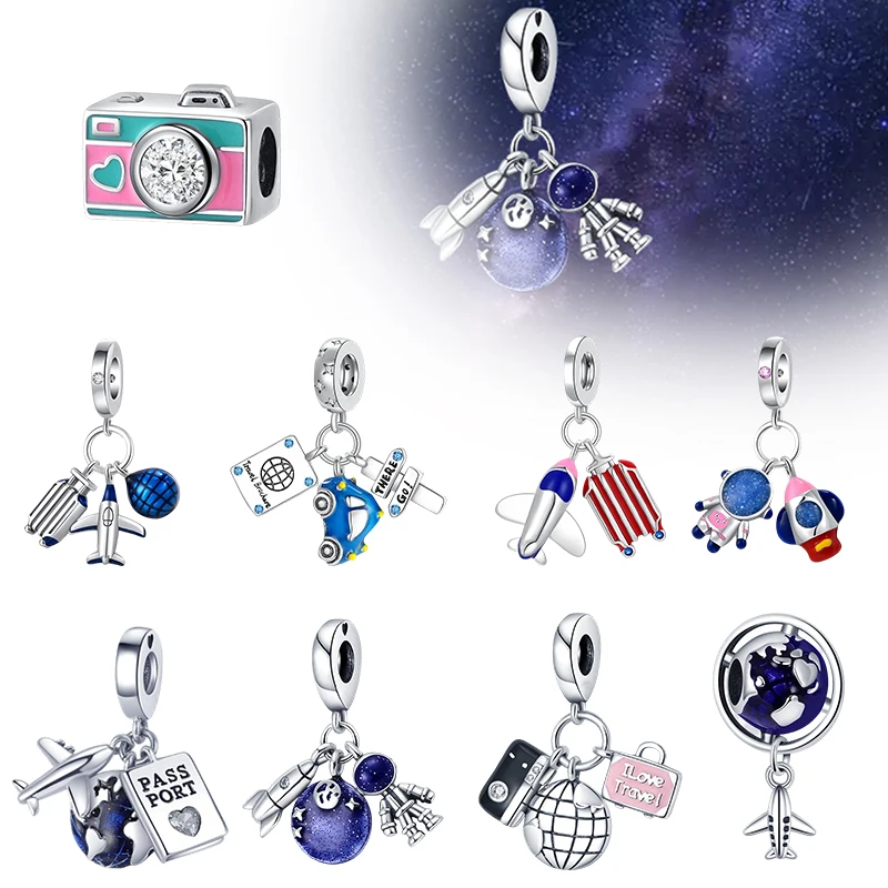 

Travel Souvenir Gift - Eiffel Tower Camera,Airplane Pendant For Gift Giving To Travel Enthusiasts Compatible With Bracelet.