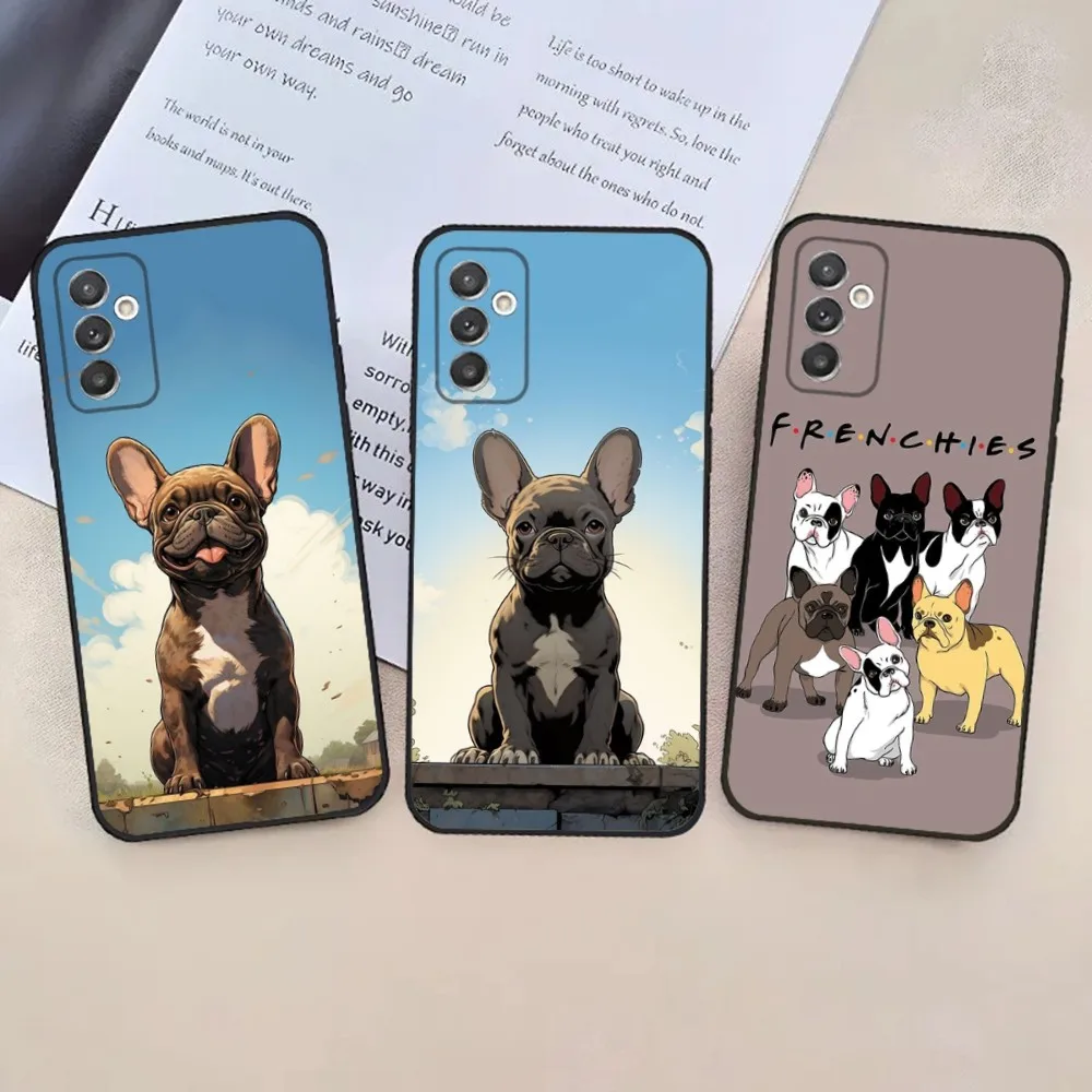 French Bulldog Phone Case For Samsung S24,23,22,30,21,10,9,Ultra,Plus,Lite,FE,5G Black Soft Case