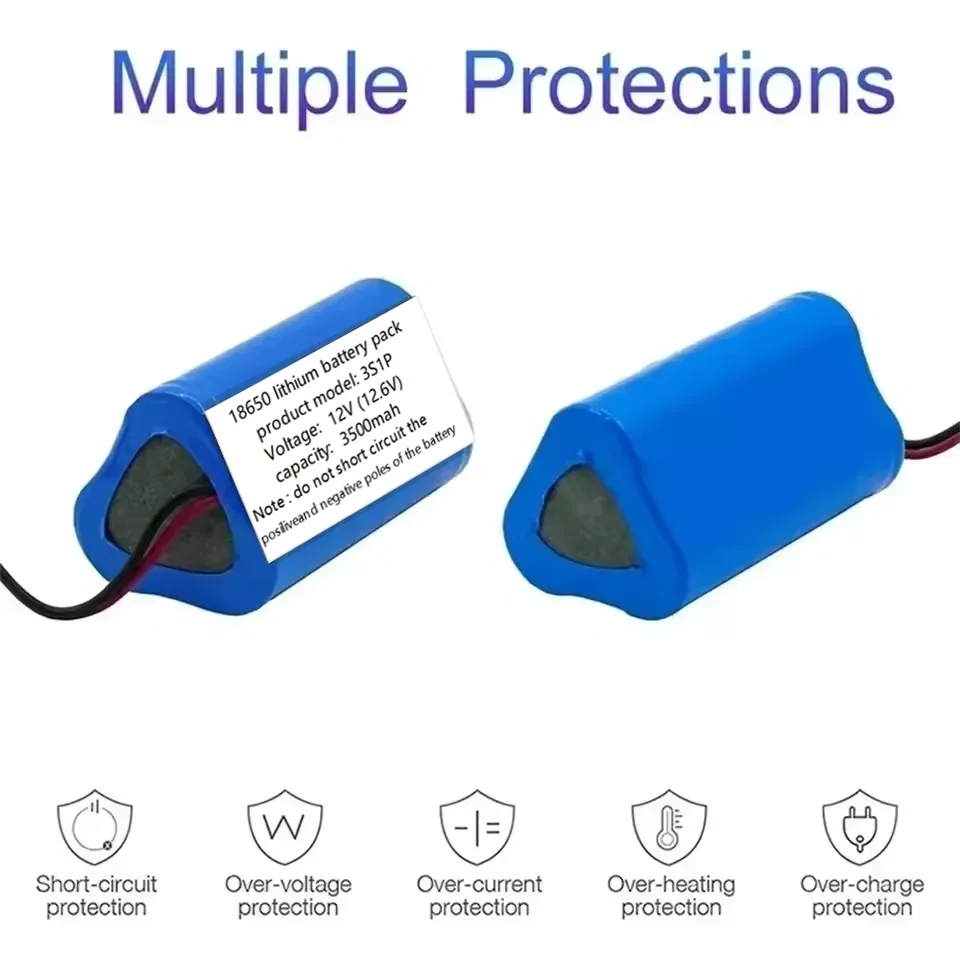 

3S1P 3500mAh 12V Lithium Battery Pack with Bluetooth Speaker Flashlight GPS BMS Rechargeable 18650