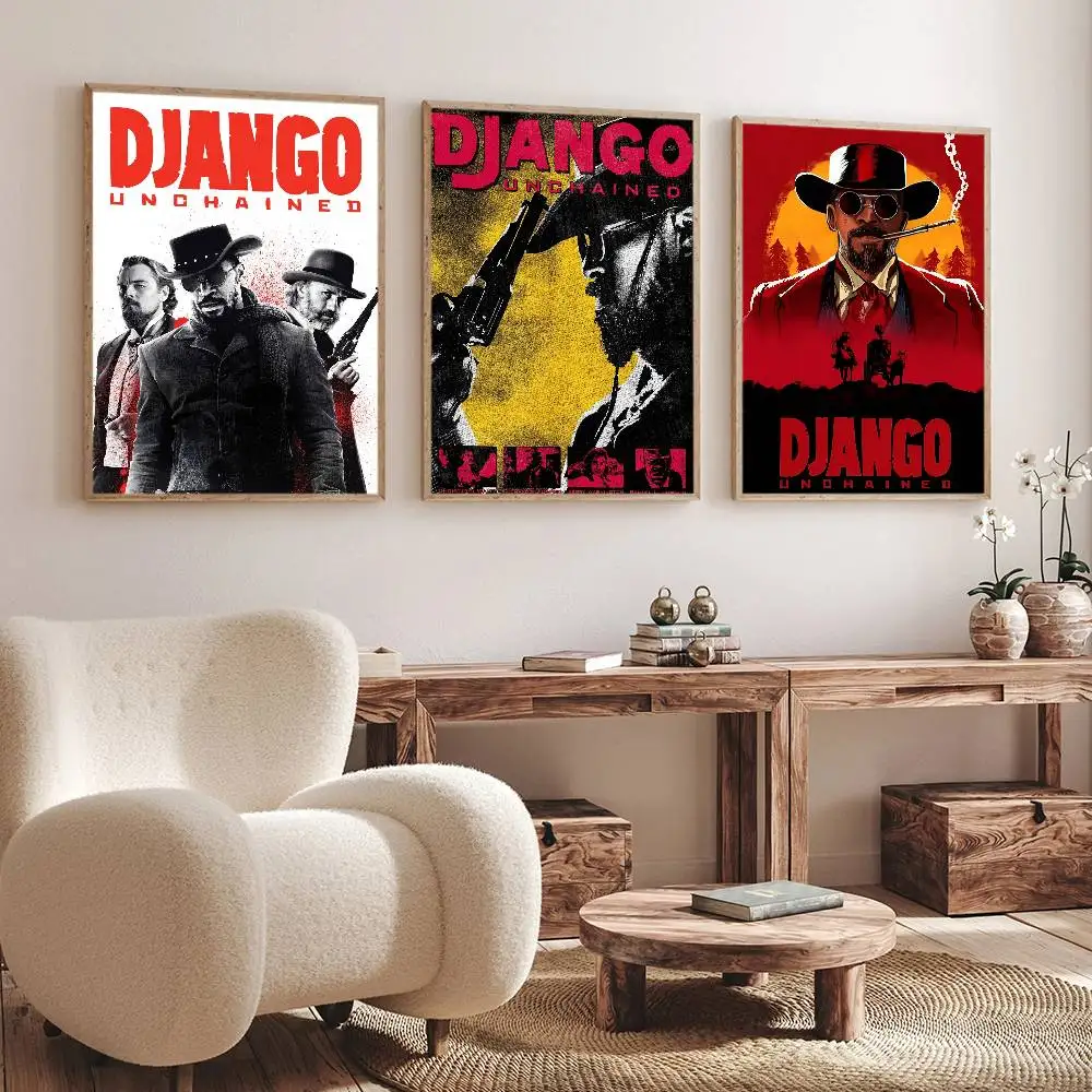 الفيلم الكلاسيكي جانغو غير مقيد ملصق جدار قماش اللوحة لنادي غرفة المعيشة ديكور المنزل #3