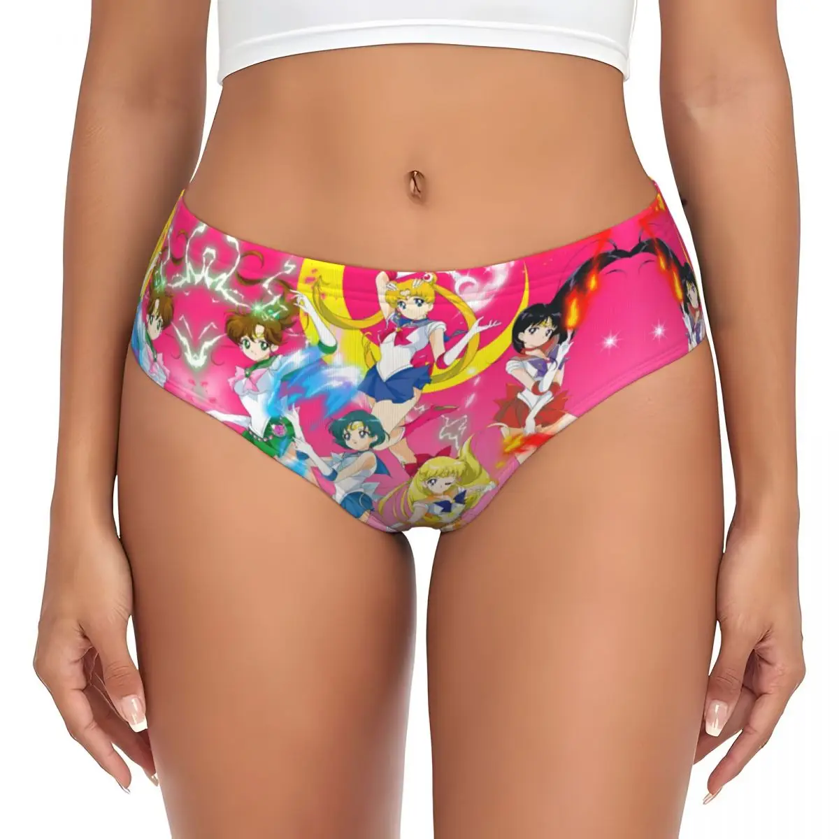 

Custom S-Sailors M-Moons Comic Briefs Underwear Women Comfortable Stretch Japan Panties