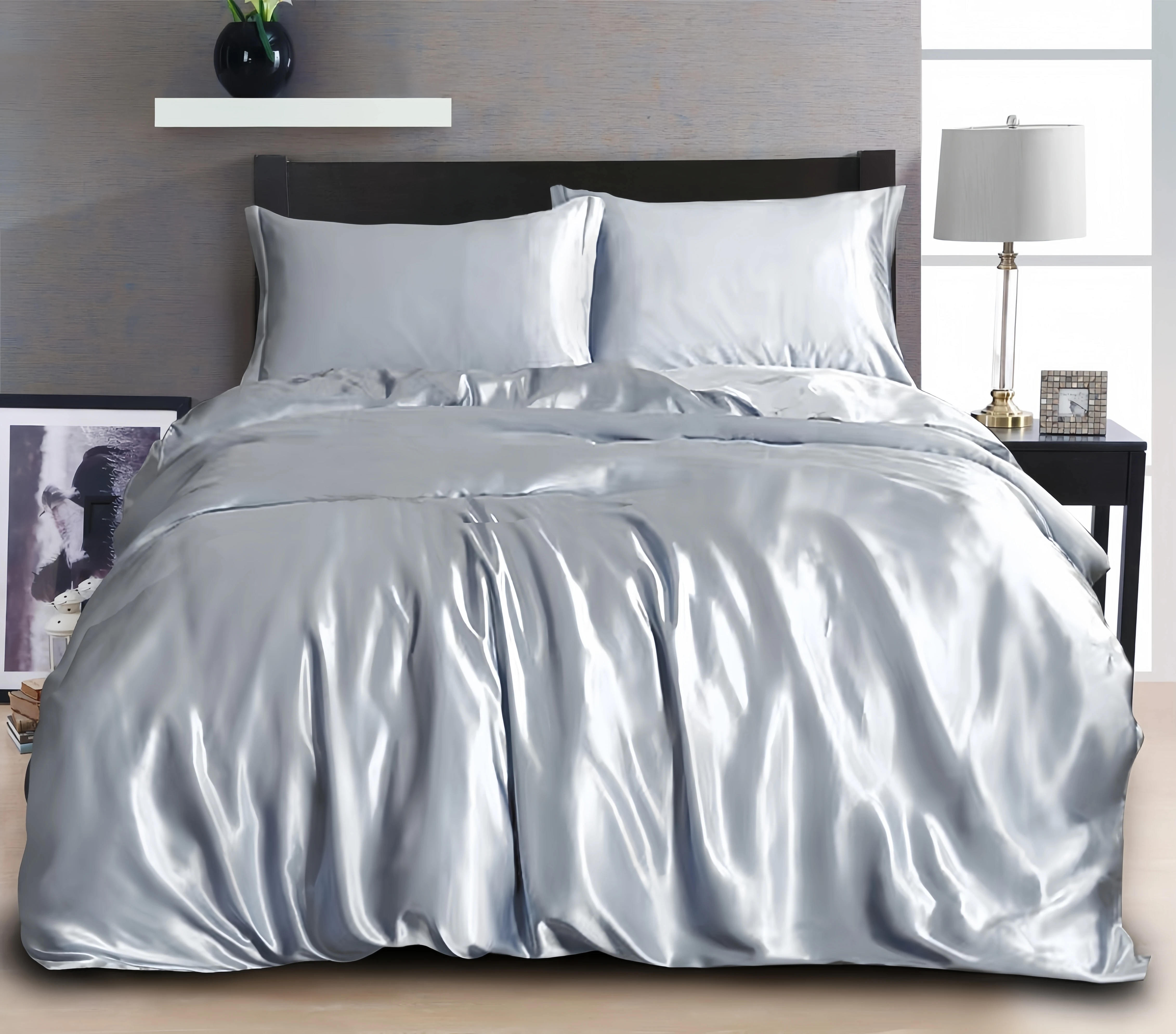 掛け布団カバー 枕カバー、本物の 100% 桑絹、無地白、ラ - Satin Pillowcase Silk のレビューと価格