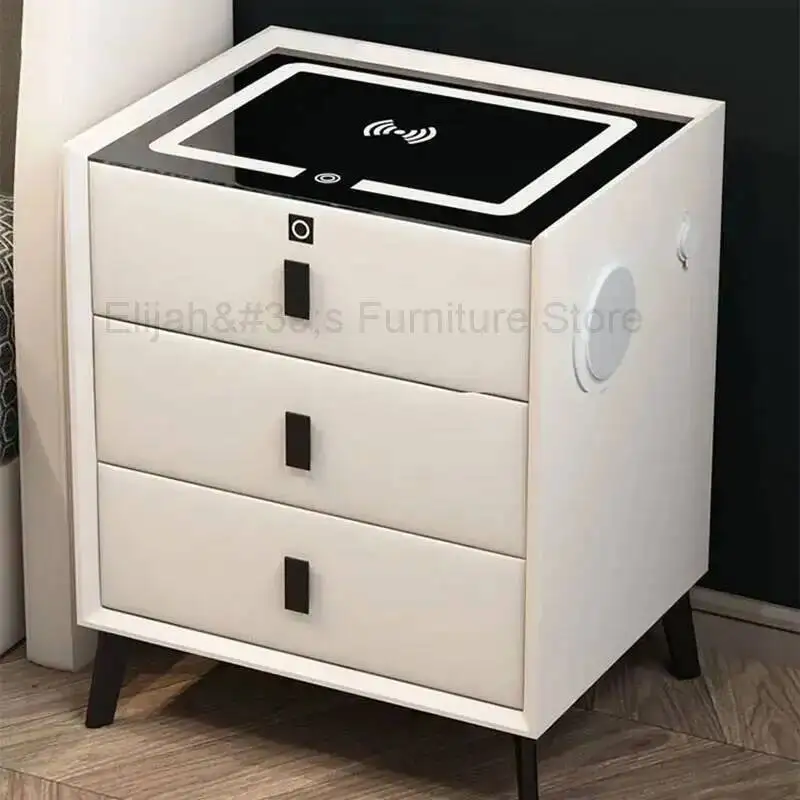 

Smart Bedroom Nightstand Minimalist Nordic Modern White Bedside Table Storage Lamp Dimmable Mesitas De Noche Home Furniture