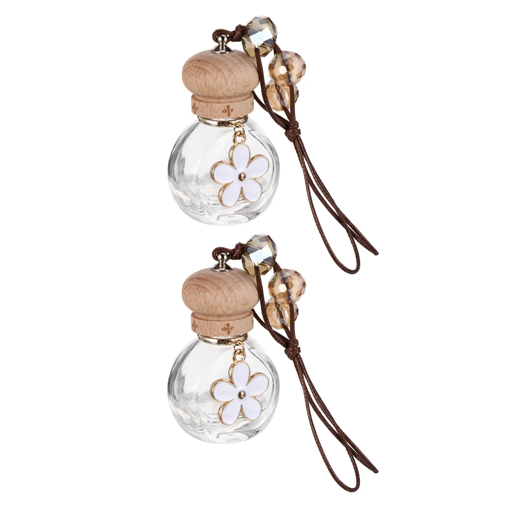 

2 Pcs Car Perfume Bottle Air Fresheners for Cars Aromatherapy Pendant Fragrance Diffuser Glass Bottles Empty Bulk