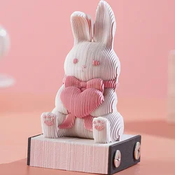 3d Calendar 2024 Cute Rabbit Memo Pad Notes Notepad Desk Calendar Birthday Gift for Girl Panda Paper Sculpture Art Decoration